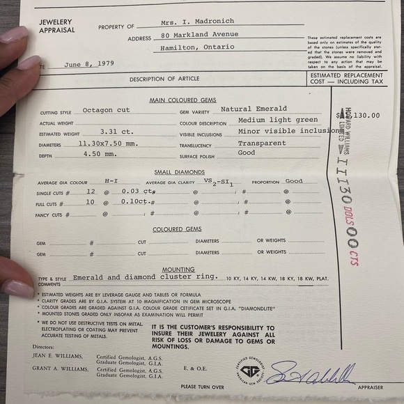 Women’s Vintage Emerald and Diamond Cluster Ring - Picture 7 of 7